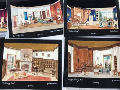 Lot 1418 - Theatre memorabilia conprising of an archive of sets designs (50+) by Audrey J Bellwood 1961-65.  Theatres include Chesterfield Civic, Clacton, Kidderminster, Ayr and Folkestone.  A quantity of mou...