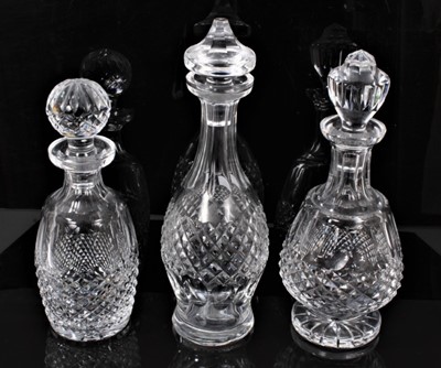 Lot 1362 - Three Waterford Crystal Colleen pattern brandy, wine and spirit decanters