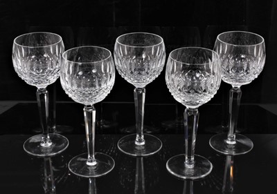 Lot 1363 - Five Waterford Crystal Colleen pattern Hock glasses