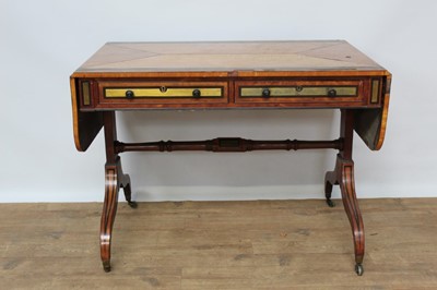 Lot 1468 - Good quality Regency satinwood sofa table with coromandel and brass inlaid crossbanding