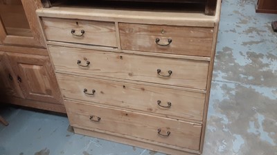 Lot 885 - Antique pine chest of two short and three long drawers with brass handles