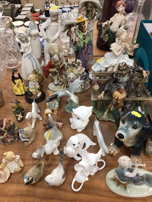 Lot 362 - Group of figure and animal ornaments including Lladro, Nao, Goebel etc