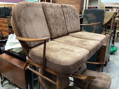 Lot 895 - Ercol three seater settee, two arm chairs and coffee table