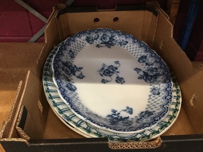 Lot 530 - Three boxes of china and glassware to include meat plates and other items