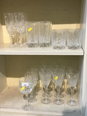 Lot 470 - Group cut glass table wares to include champagne flutes, tumblers, etc