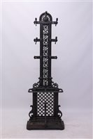 Lot 1420 - Victorian cast iron hall stand with pierced...