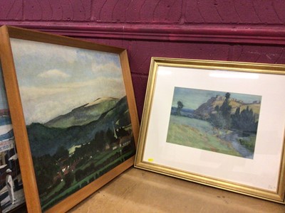 Lot 532 - Frank Potter watercolour, landscape dated 1911, together with Ernest Yarrow Jones watercolour and other paintings and prints