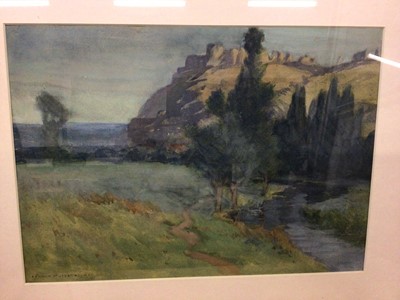 Lot 532 - Frank Potter watercolour, landscape dated 1911, together with Ernest Yarrow Jones watercolour and other paintings and prints