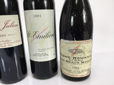 Lot 98 - Wine - four bottles, Saint Julien 2004, St Emilion 2001, Rothschild Bordeaux 2000 and Vosne-Romanée 1994