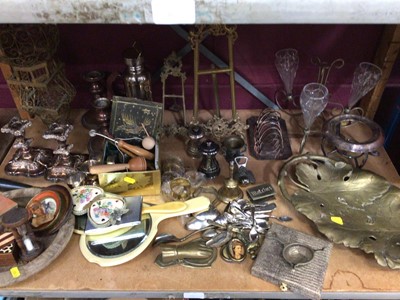 Lot 522 - Brass letter clip, candlesticks and sundry items