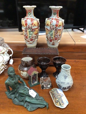 Lot 613 - Sundry items, including a pair of Satsuma vases, studio pottery, etc