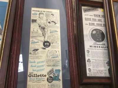 Lot 632 - Four vintage bowling prints in glazed frames