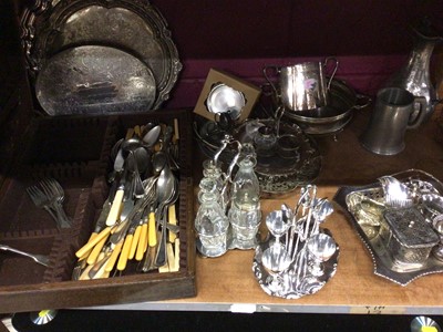 Lot 534 - Quantity of plated ware to include two canteens, cruet stand, etc