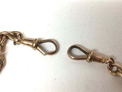 Lot 51 - 9ct rose gold fancy link watch chain and fob, together with pair 9ct rose gold cufflinks