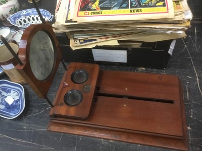 Lot 144 - Victorian mahogany stereoscopic viewer, together with collection of vintage comics and sundries
