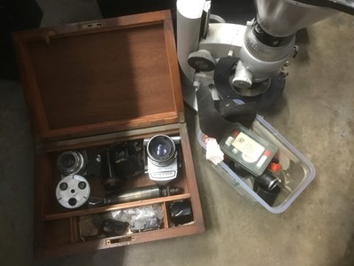 Lot 228 - Collection of scientific instruments including camera equipment, telescopes, microscopes, wtach making and other items