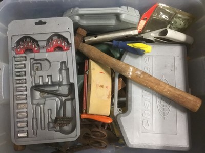 Lot 229 - Four boxes of tools, including wood planes, etc