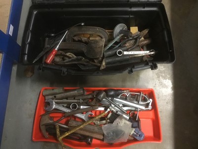 Lot 229 - Four boxes of tools, including wood planes, etc