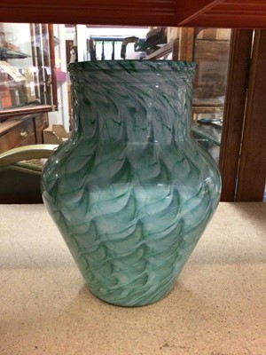 Lot 327 - Stylish art glass vase, with abstract green and blue wave pattern, 23cm high