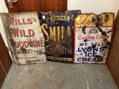 Lot 2620 - Three vintage enamel signs