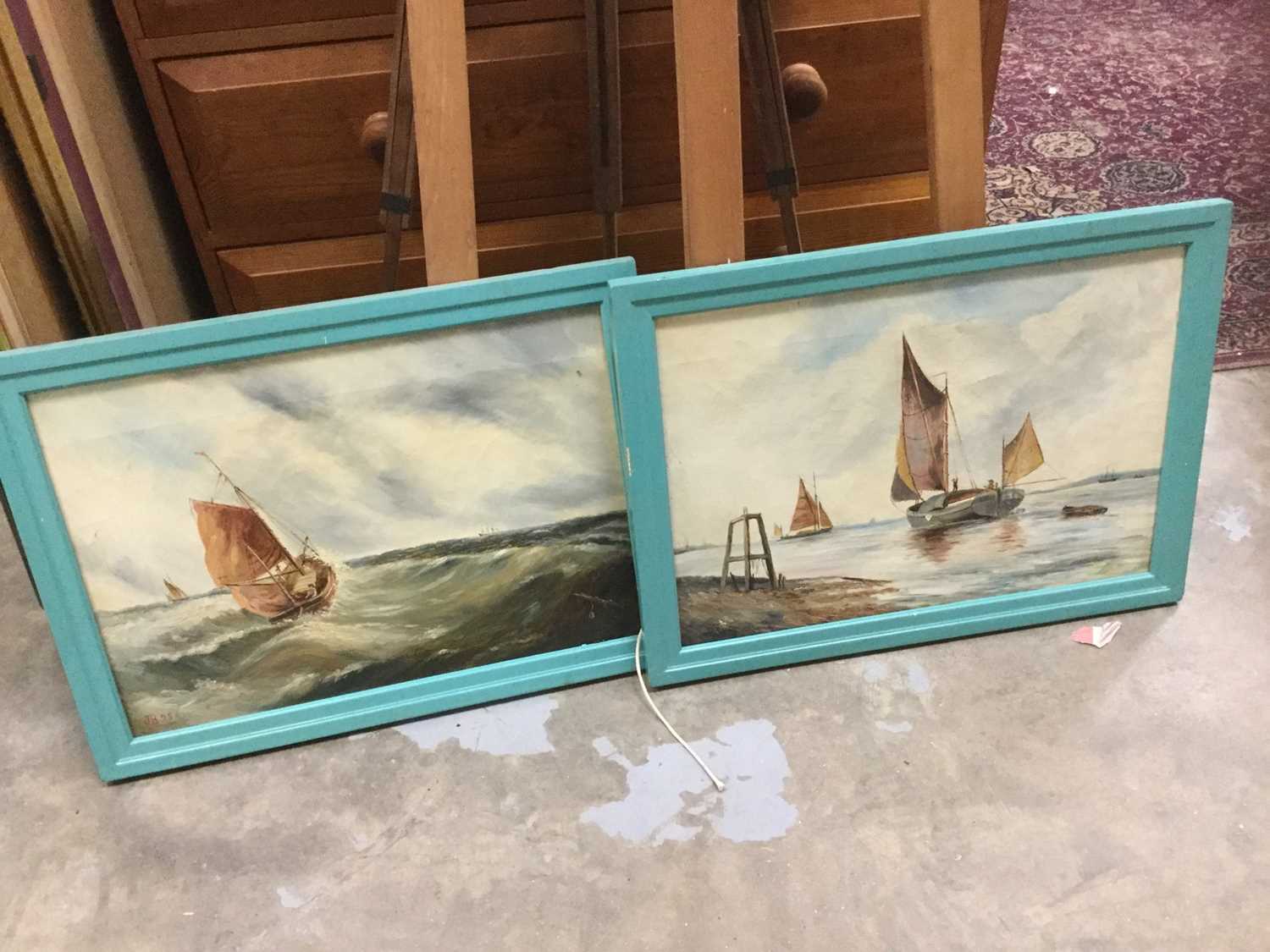 Lot 12 - Collection of pictures to include a pair of late 19th century oil on canvas Marine scenes, still life studies and others (qty)