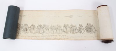 Lot 796 - The Funeral Procession of Queen Elizabeth I, after William Camden, linen backed engravings now joined to form a long roll, published by Sumptibus. Society of Antiquaries, London, 1791