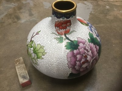 Lot 142 - Japanese cloisonne squat vase together with an alabaster seal