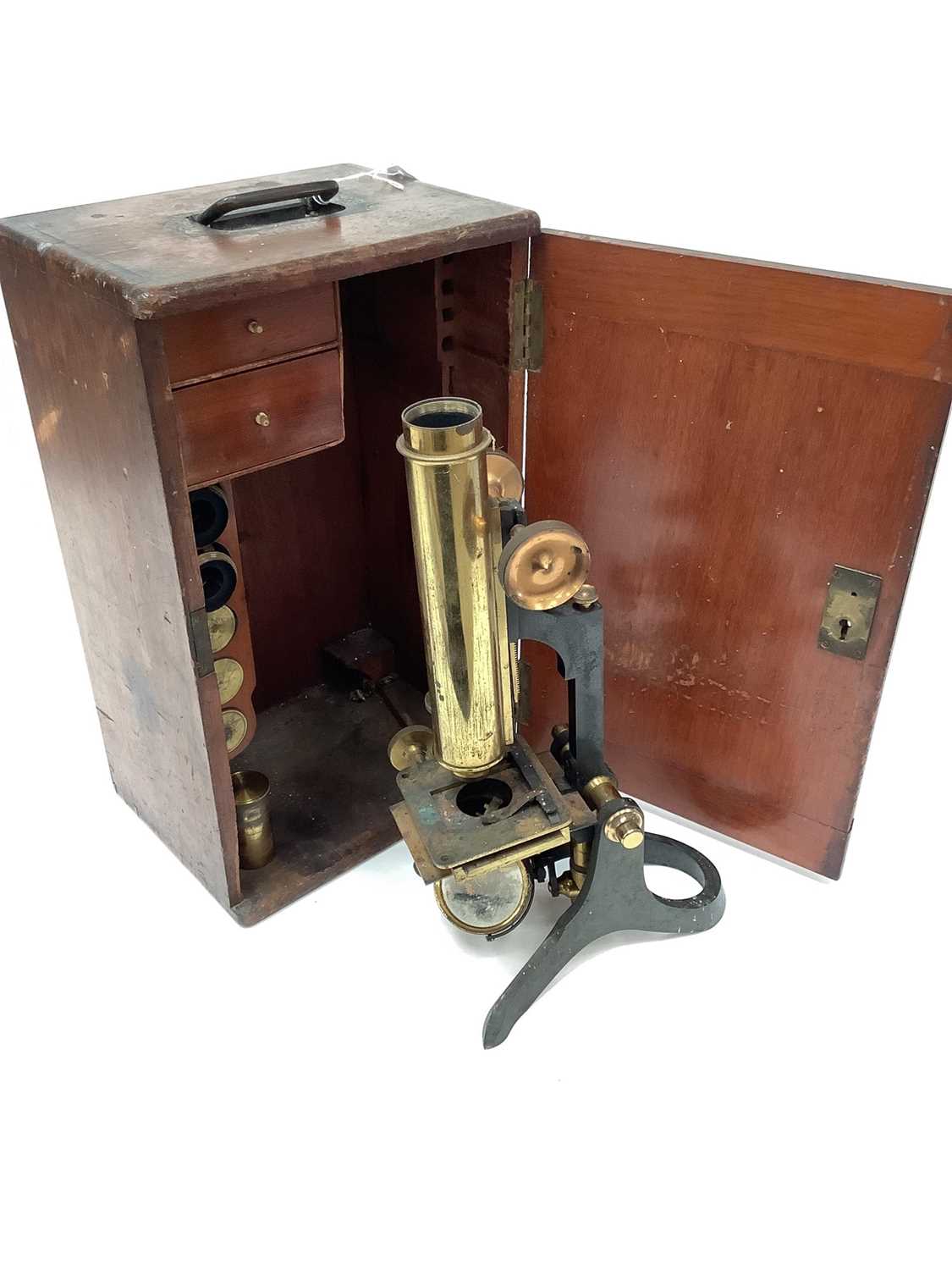 Lot 2584 - Early 20th century cased microscope