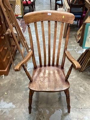 Lot 945 - Elm captains arm chair, together with an elm high back chair (2)