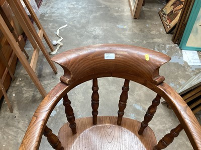 Lot 945 - Elm captains arm chair, together with an elm high back chair (2)