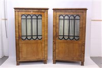 Lot 1435 - Pair of Continental satin birch and ebonised...