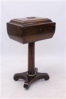 Lot 1436 - Regency rosewood teapoy, the sarcophagus form...