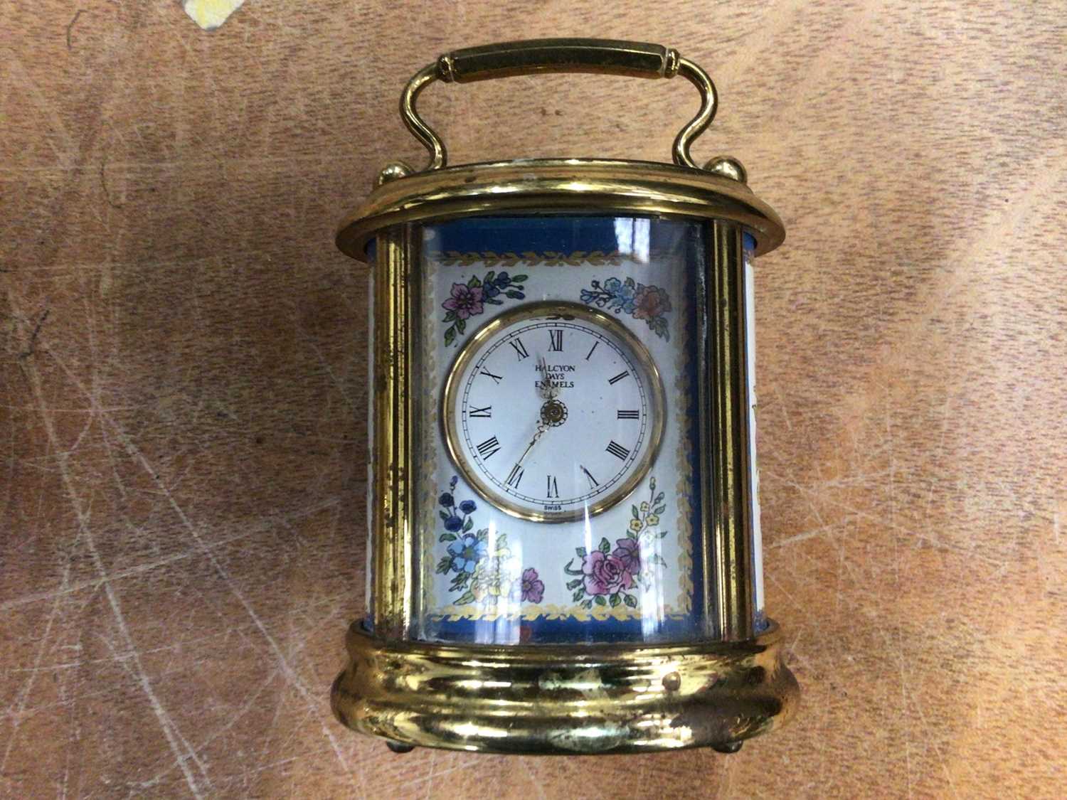 Lot 379 - Halcyon Days small enamel carriage clock