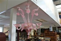 Lot 1439 - Mid-20th century Venetian pink glass...