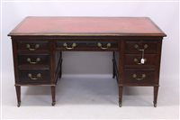 Lot 1440 - Edwardian mahogany desk, the moulded...