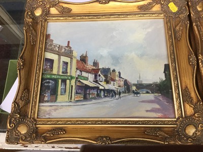 Lot 13 - D Pinto - pair oils on canvas in gilt frames street scenes