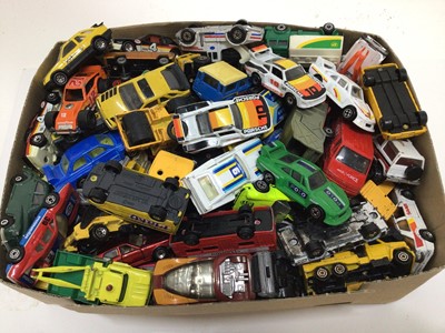 Lot 1820 - Diecast selection of unboxed models in four boxes including Burago,  Matchbox, Corgi and others (Qty)