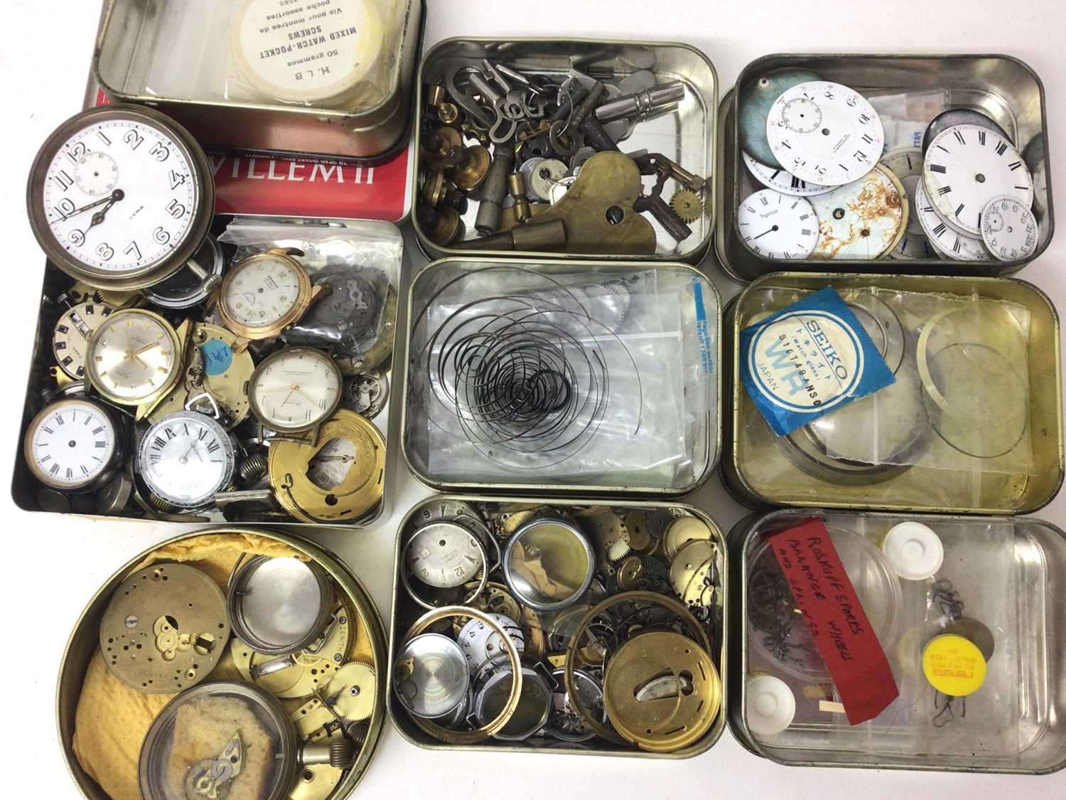 Lot 944 - Large collection of mainly pocket watch parts and related items