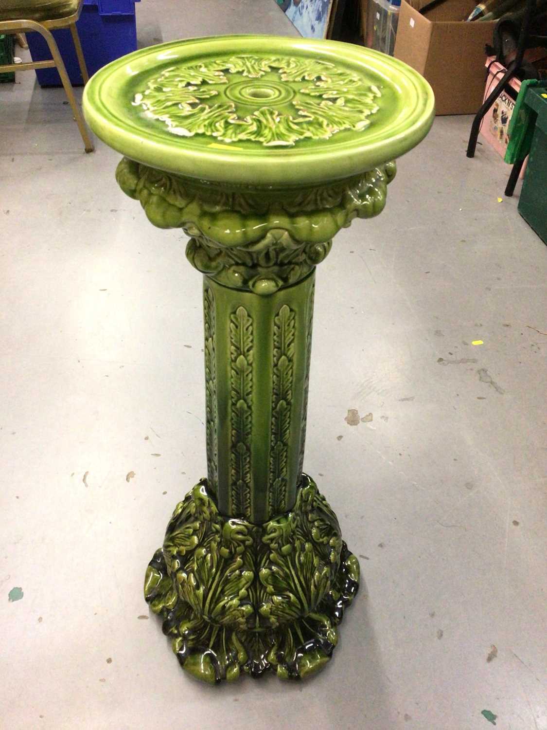 Lot 369 - Majolica jardiniere stand, 78cm high