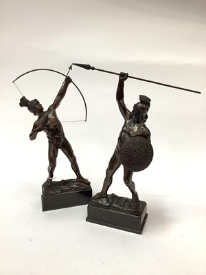 Lot 2589 - Pair of 1930's Spelter figures in the form of classical warriors