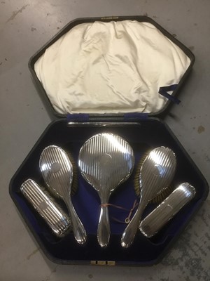 Lot 748 - Cased silver dressing table set