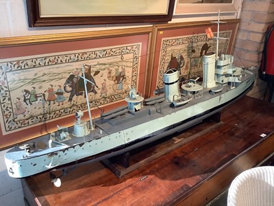 Lot 2725 - Large scratch-built live steam battle ship