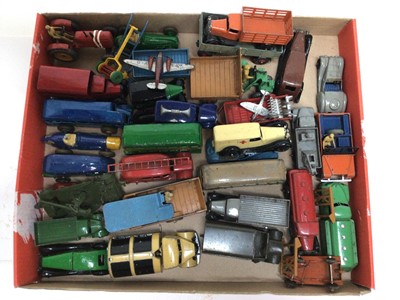 Lot 1802 - Die cast unboxed selection of early Dinky models including racing cars, saloon cars, buses and lorries.