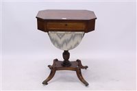 Lot 1444 - Regency rosewood and brass line-inlaid work...