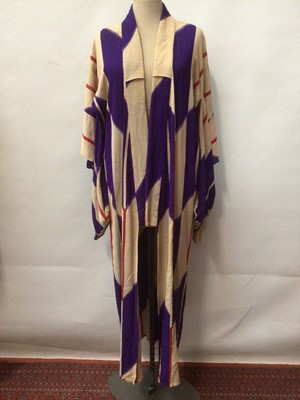 Lot 2201 - Japanese silk crepe kimono in printed chevron design. Handstitched construction.