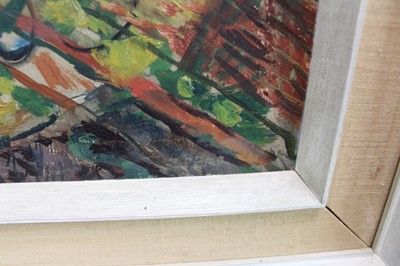 Lot 1113 - *Ruskin Spear (1911-1990) oil on board - Backs of Houses, signed, 50cm x 60cm, framed