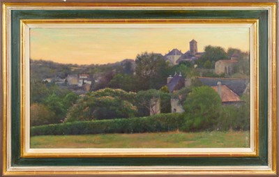 Lot 1211 - *Alex W. Russell Flint (b.1974) oil on panel - Summer Evening Argenton Chateau