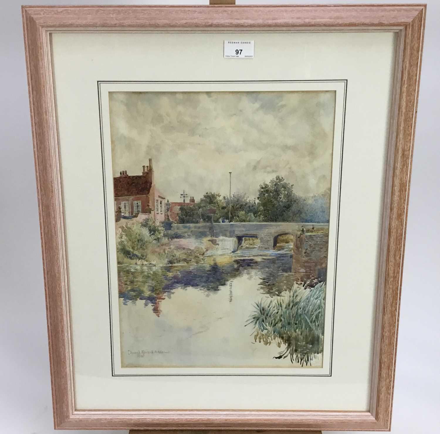 Lot 97 - Edward Renard (19th / 20th century) watercolour landscape with bridge