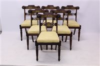 Lot 1450 - Good set of six Regency rosewood and brass...