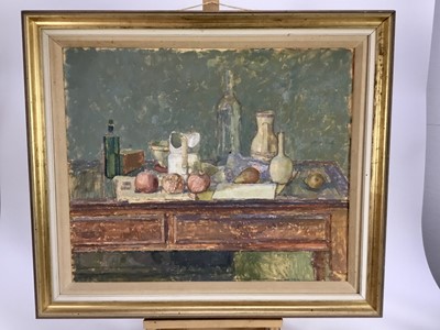 Lot 196 - Norman Smith (1910-1996) oil on board, The white jug, signed and dated 1968
